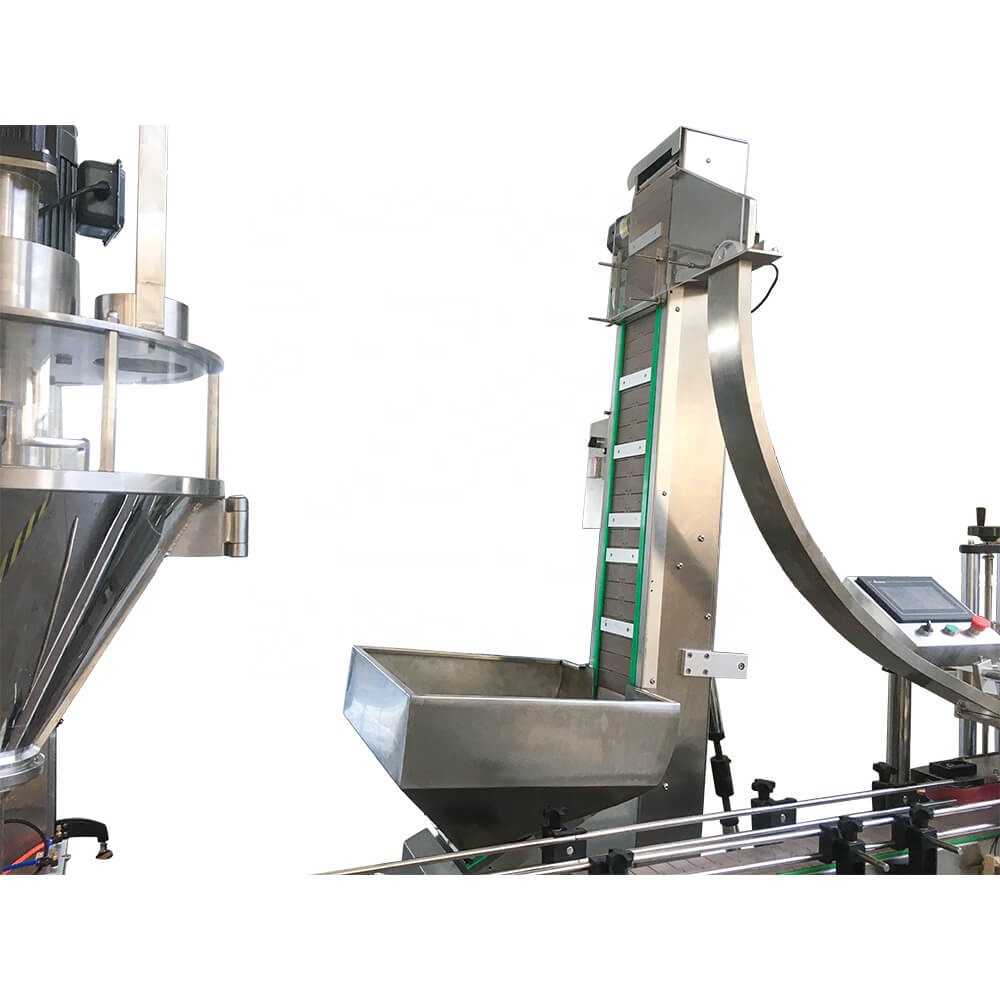 Automatic powder bottle filling and capping machine for coffee milk spice pepper powder